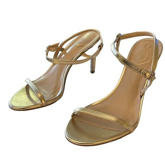 Sam Edelman Gold Metallic Strappy Heels Doran Shoes Sz 8 NEW - Picture 4 of 8